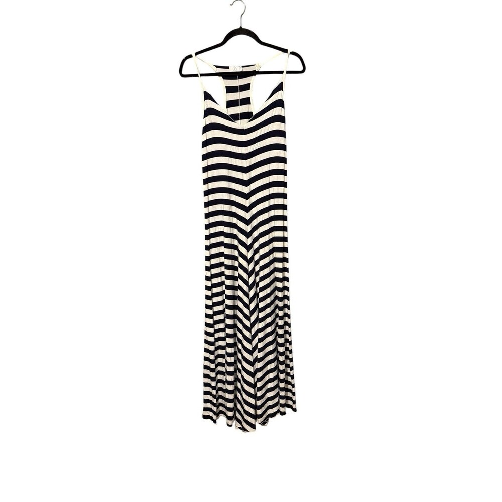 T Los Angeles Chevron Print Maxi Dress Size S Black White Racer Back